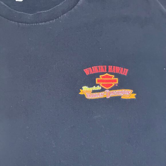 Waikiki Hawaii Harley Davidson Size Large Black Pocket T-Shirt - Picture 3 of 6